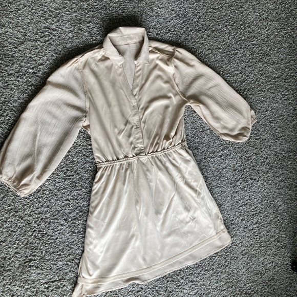 Hint of Blush Belted Tiered Shirt Dress in Beige - Picture 15 of 16